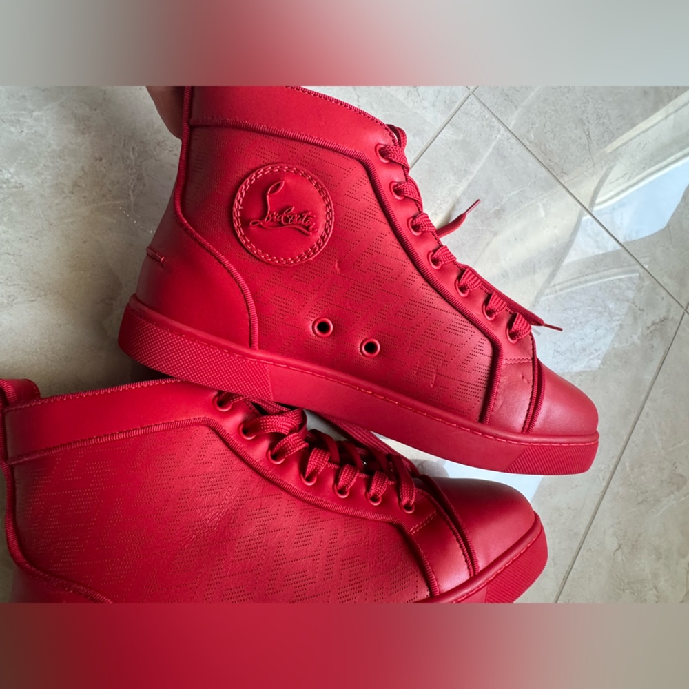 Red High-Top Sneakers - Picture 3 of 7